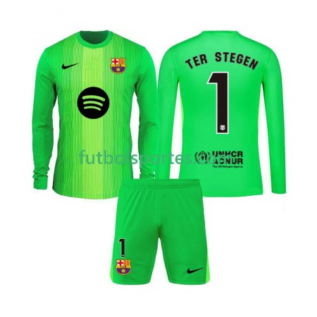 Camiseta FC Barcelona Ter Stegen 1 Portero Niño Primera Equipación 2025/2026 Manga Larga